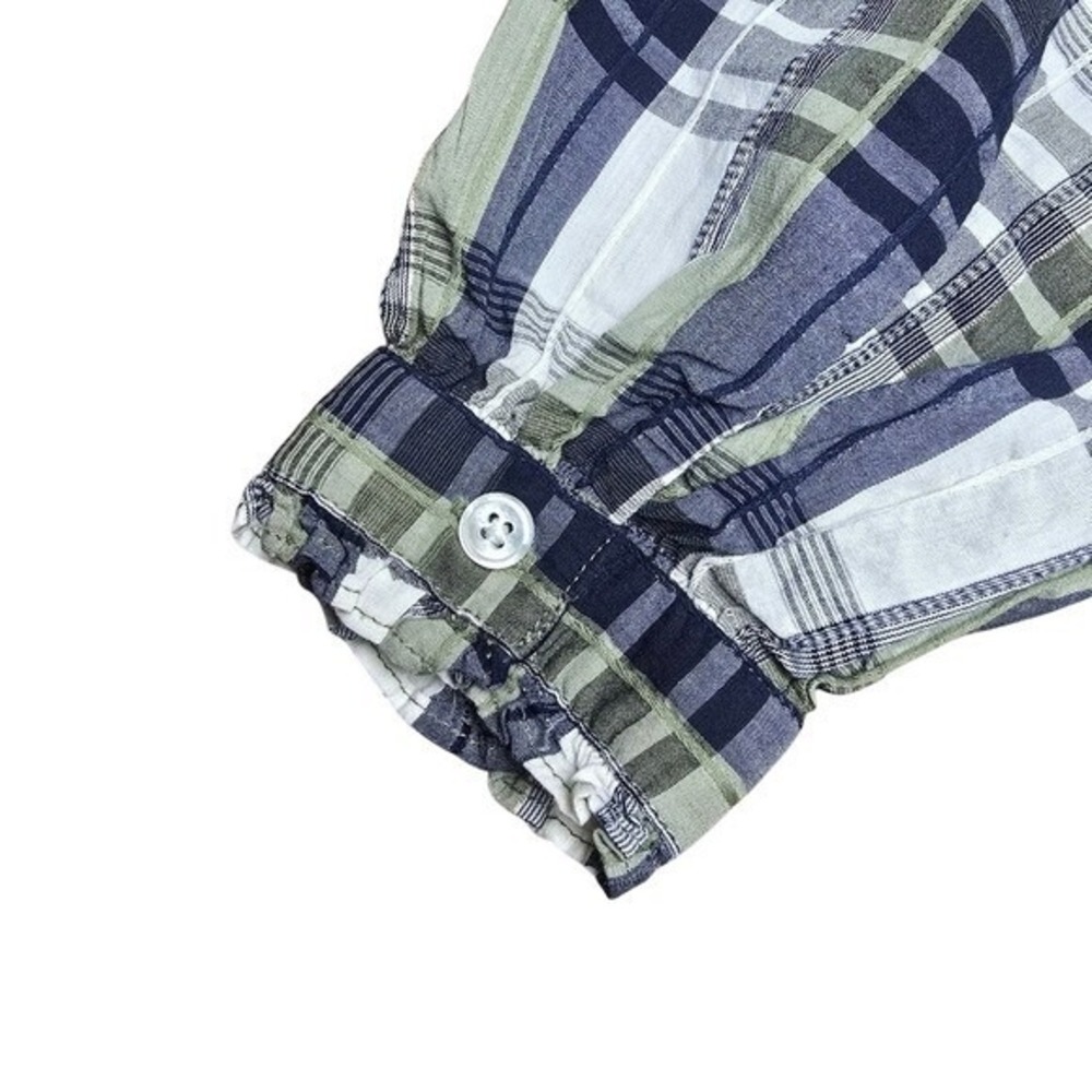 Veronica Beard Plaid Ruched Front Shirt Dress Navy Olive Green Size 2 - Picture 7 of 11